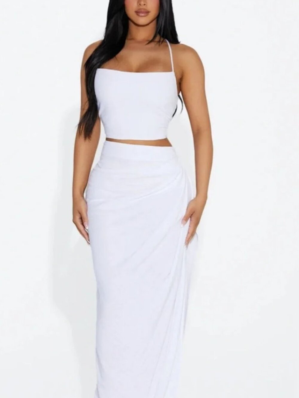 **NWT** Naked Wardrobe White Linen High Slit Maxi Skirt Size M
